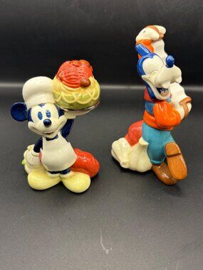 Disney Mickey Mouse & Goofy Italian Chef Ceramic Salt and Pepper Shakers